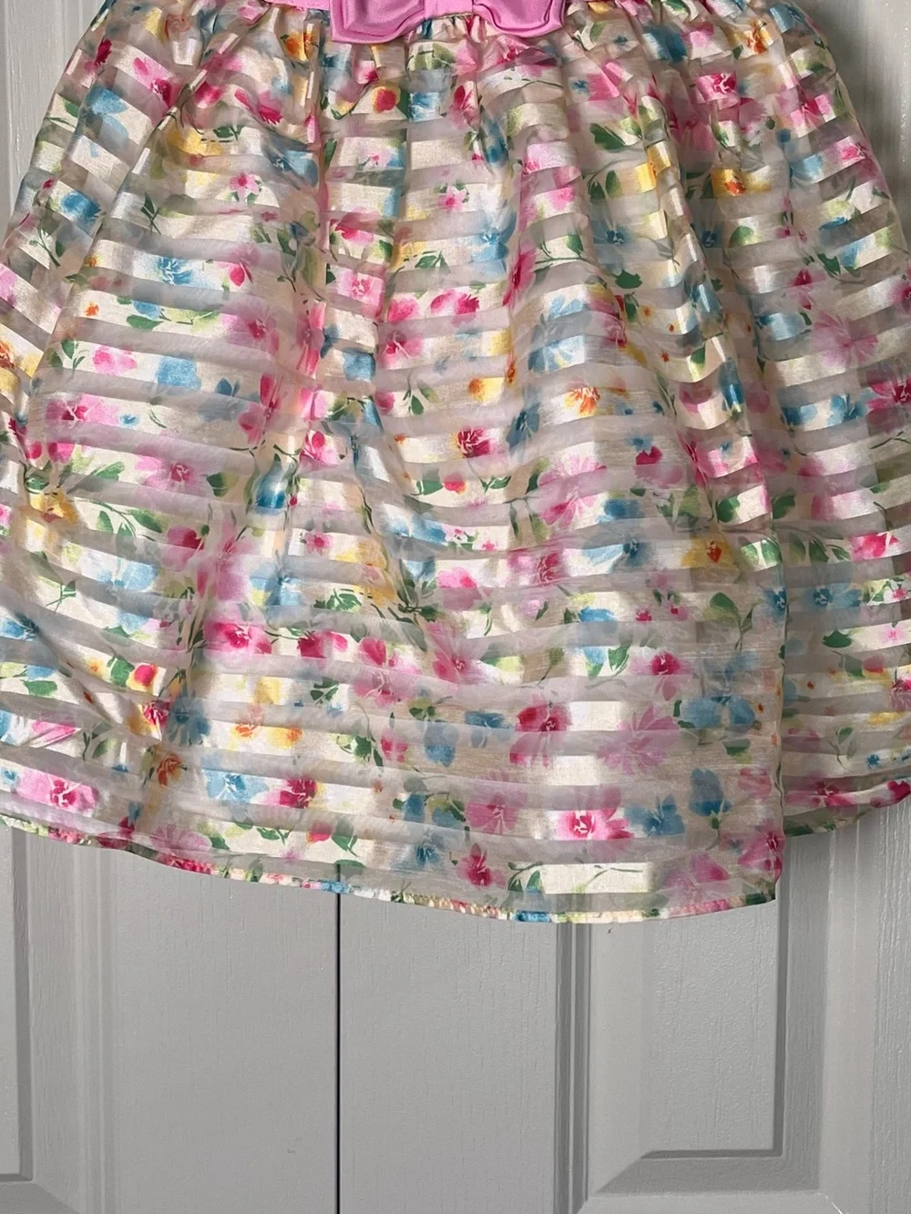 Jona Michelle Girls Floral Sleeveless Dress Pink Bow Special Occasion Size 3T